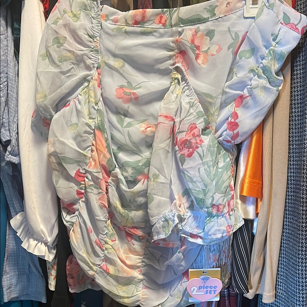 Blue and white 2 piece skirt/top